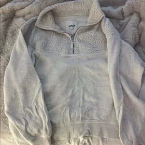 Aerie Gray Crew Neck Sweater Soft Knit Casual